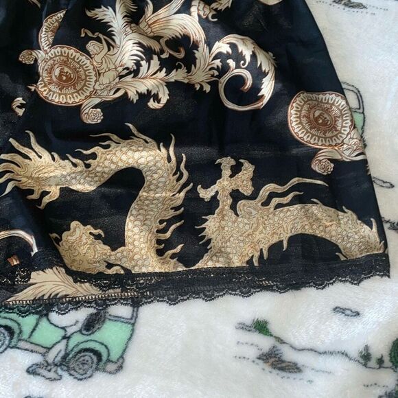 Black gold luxe silky satin soft summer pj camisole and short set size small - Picture 14 of 16